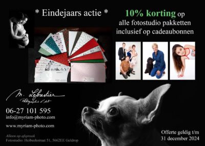 10% korting op alle fotostudio pakken t/m 31.12.2024 bij uw fotograaf in Geldrop